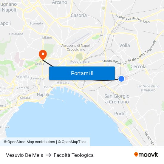 Vesuvio De Meis to Facoltà Teologica map