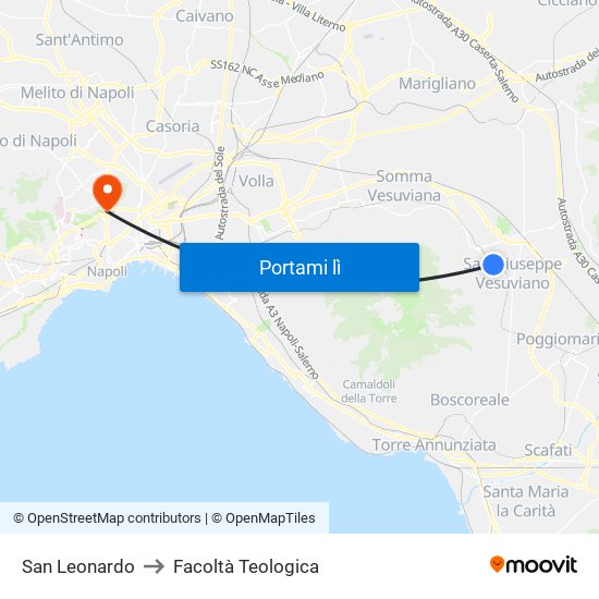 San Leonardo to Facoltà Teologica map