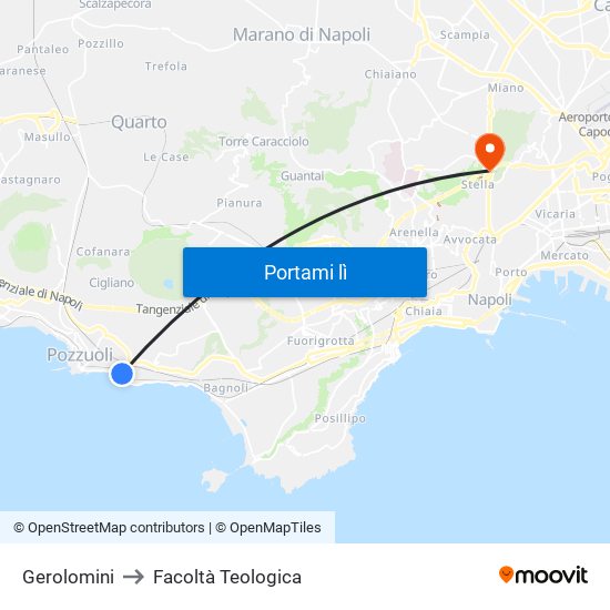 Gerolomini to Facoltà Teologica map