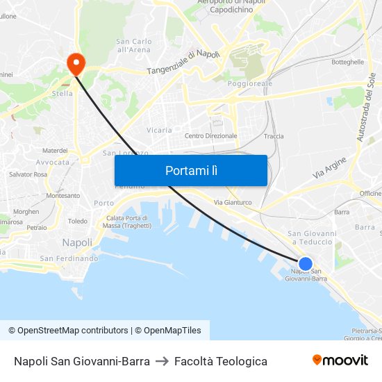 Napoli San Giovanni-Barra to Facoltà Teologica map