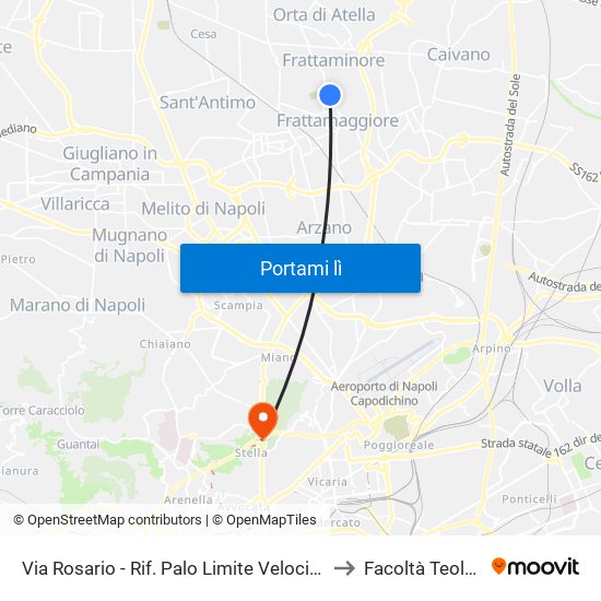 Via Rosario - Rif. Palo Limite Velocità 30 Kmh to Facoltà Teologica map