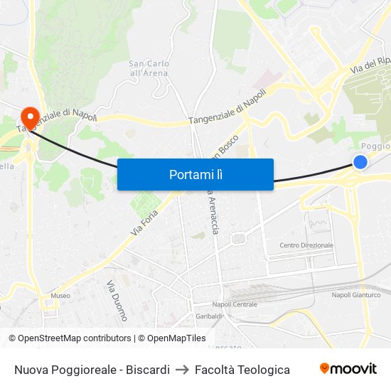 Nuova Poggioreale - Biscardi to Facoltà Teologica map