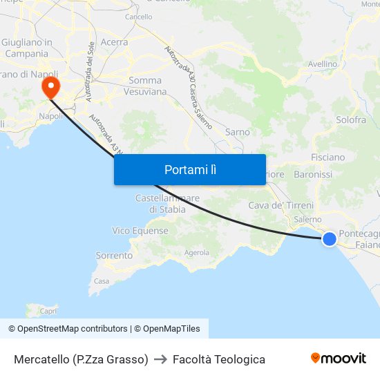 Mercatello (P.Zza Grasso) to Facoltà Teologica map