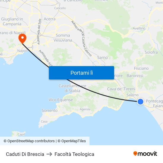 Caduti Di Brescia to Facoltà Teologica map