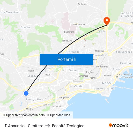 D'Annunzio - Cimitero to Facoltà Teologica map