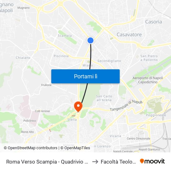 Roma Verso Scampia - Quadrivio Arzano to Facoltà Teologica map