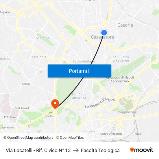 Via Locatelli - Rif. Civico N° 13 to Facoltà Teologica map