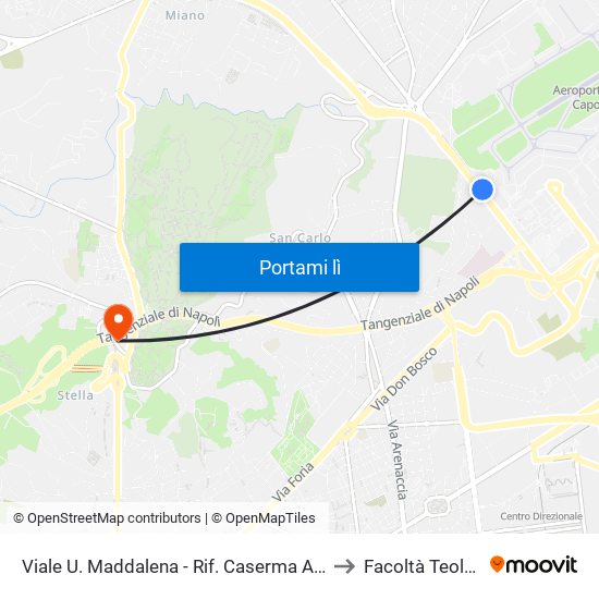 Viale U. Maddalena - Rif. Caserma Aeronautica to Facoltà Teologica map