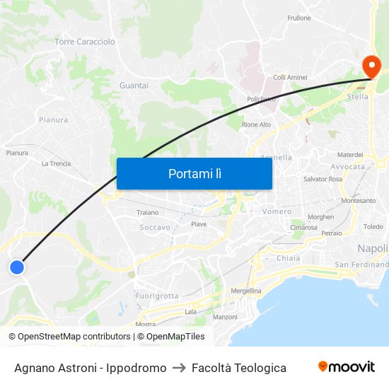 Agnano Astroni - Ippodromo to Facoltà Teologica map