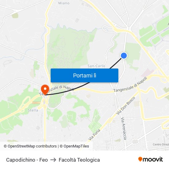 Capodichino - Feo to Facoltà Teologica map
