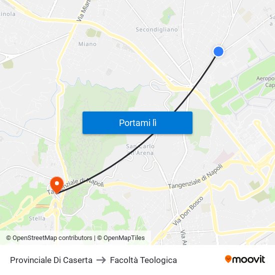 Provinciale Di Caserta to Facoltà Teologica map