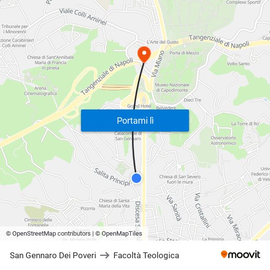 San Gennaro Dei Poveri to Facoltà Teologica map