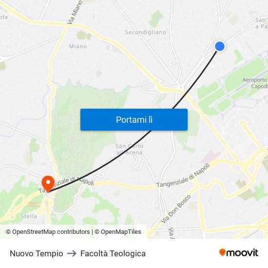 Nuovo Tempio to Facoltà Teologica map