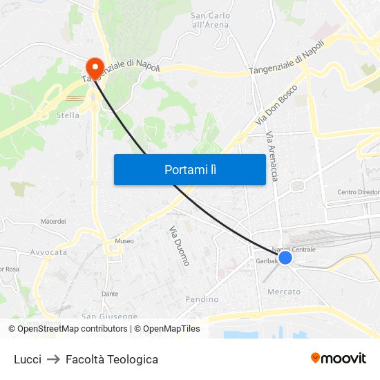 Lucci to Facoltà Teologica map