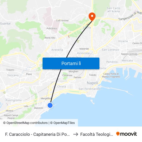 F. Caracciolo - Capitaneria Di Porto to Facoltà Teologica map
