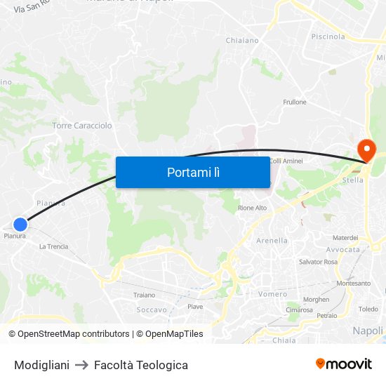 Modigliani to Facoltà Teologica map