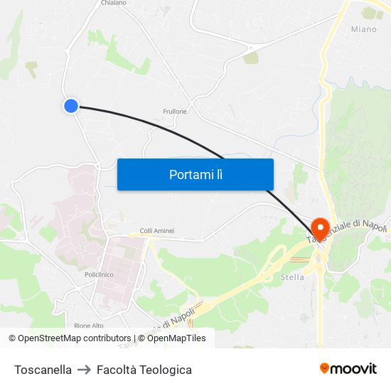 Toscanella to Facoltà Teologica map