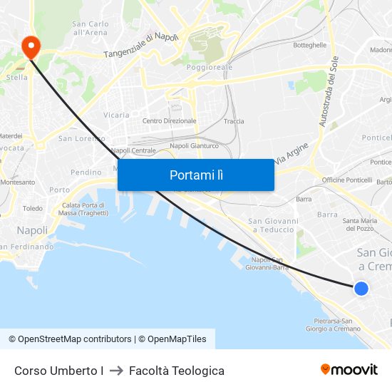 Corso Umberto I to Facoltà Teologica map