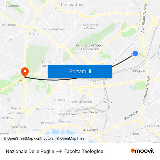 Nazionale Delle Puglie to Facoltà Teologica map