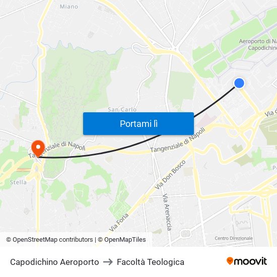 Capodichino Aeroporto to Facoltà Teologica map