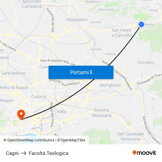 Cagni to Facoltà Teologica map