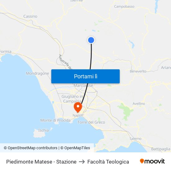 Piedimonte Matese - Stazione to Facoltà Teologica map