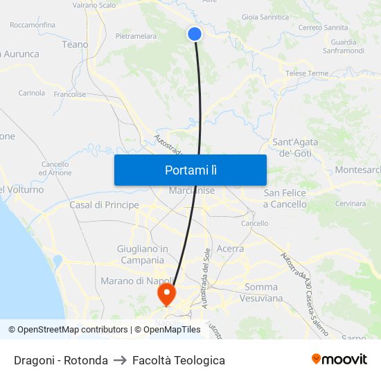 Dragoni - Rotonda to Facoltà Teologica map