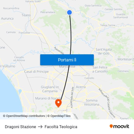 Dragoni Stazione to Facoltà Teologica map