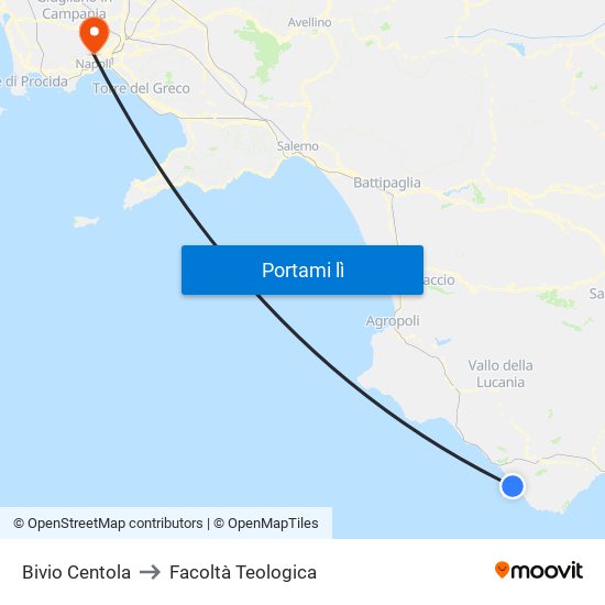 Bivio Centola to Facoltà Teologica map