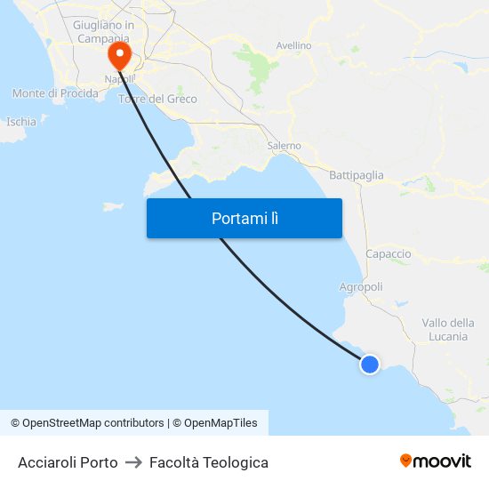 Acciaroli Porto to Facoltà Teologica map