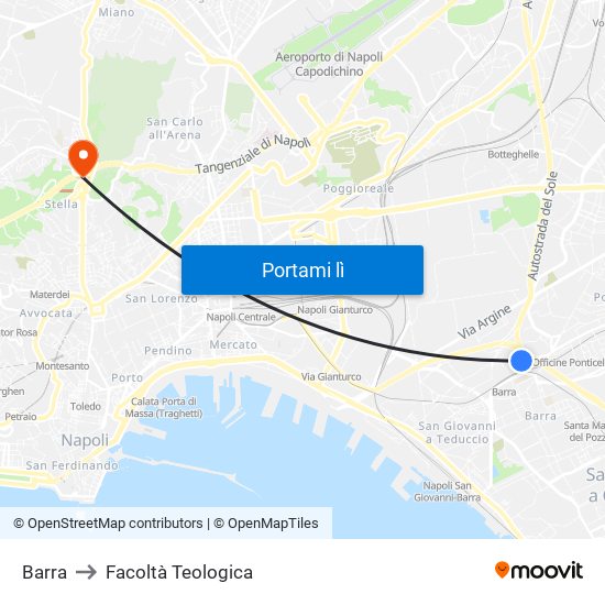 Barra to Facoltà Teologica map