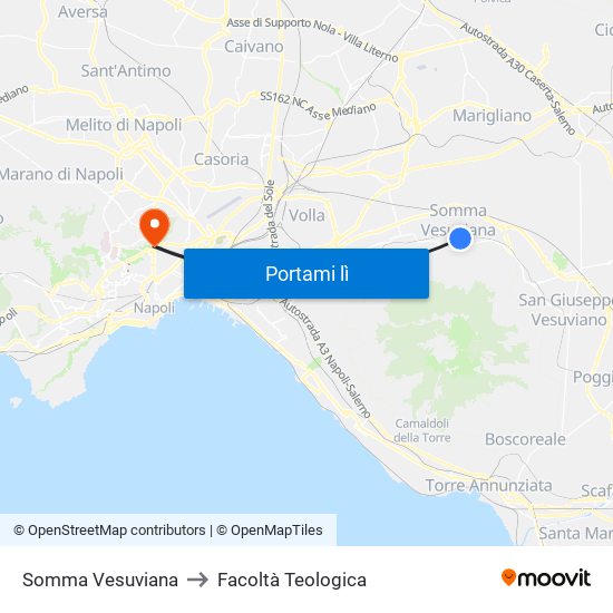 Somma Vesuviana to Facoltà Teologica map