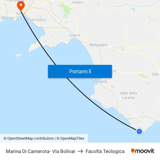 Marina Di Camerota- Via Bolivar to Facoltà Teologica map