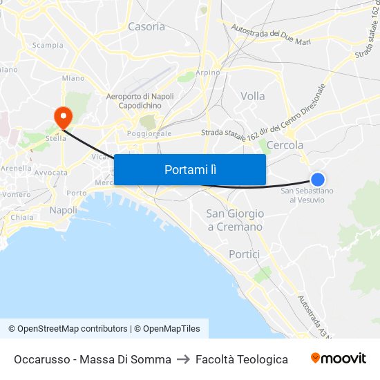 Occarusso - Massa Di Somma to Facoltà Teologica map