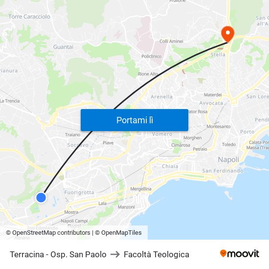 Terracina - Osp. San Paolo to Facoltà Teologica map