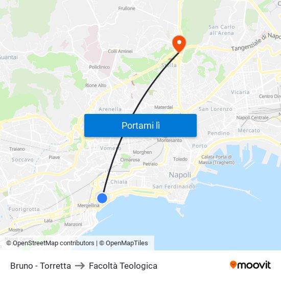 Bruno - Torretta to Facoltà Teologica map