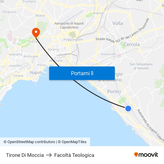 Tirone Di Moccia to Facoltà Teologica map