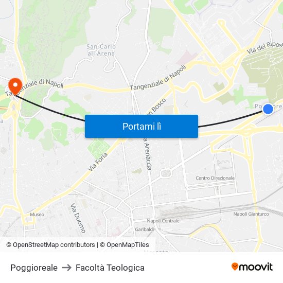 Poggioreale to Facoltà Teologica map