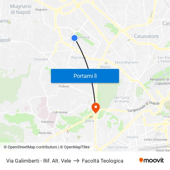 Via Galimberti - Rif. Alt. Vele to Facoltà Teologica map