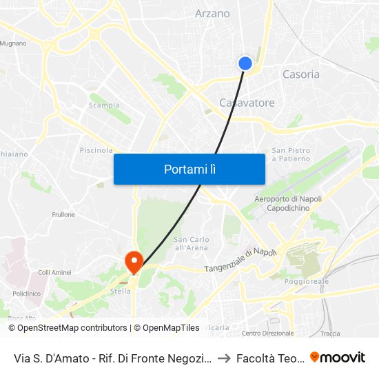 Via S. D'Amato - Rif. Di Fronte Negozio Record Linea to Facoltà Teologica map