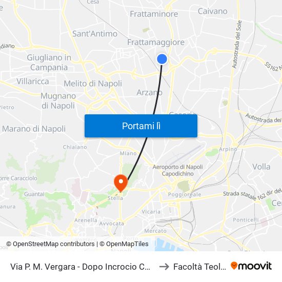 Via P. M. Vergara - Dopo Incrocio Con Via Milano to Facoltà Teologica map