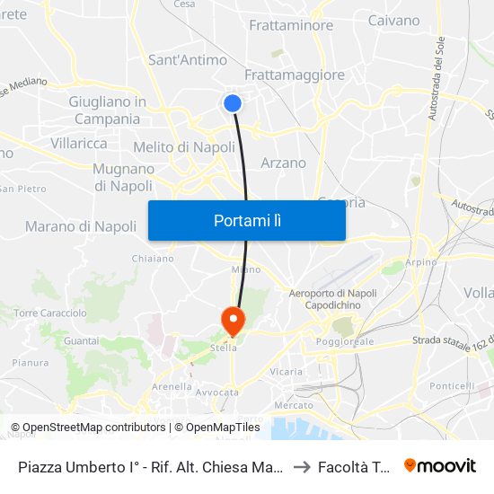 Piazza Umberto I° - Rif. Alt. Chiesa Maria Ss. Assunta In Cielo to Facoltà Teologica map