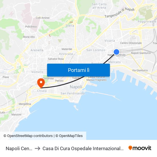 Napoli Centrale to Casa Di Cura Ospedale Internazionale Villa Benti map