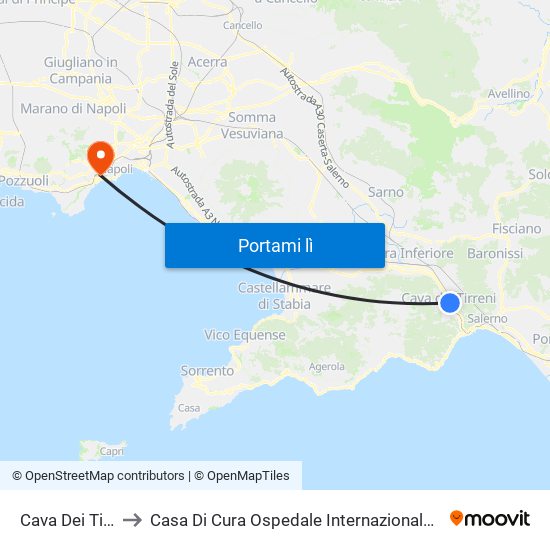 Cava Dei Tirreni to Casa Di Cura Ospedale Internazionale Villa Benti map