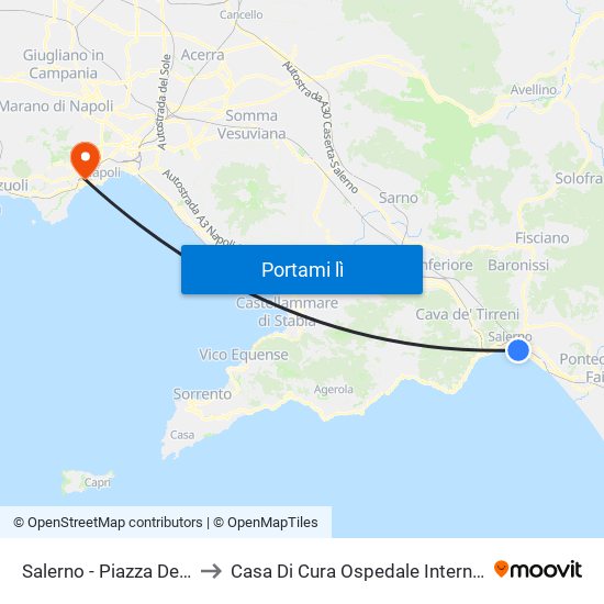 Salerno - Piazza Della Concordia to Casa Di Cura Ospedale Internazionale Villa Benti map