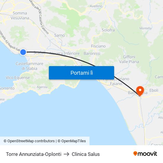 Torre Annunziata-Oplonti to Clinica Salus map