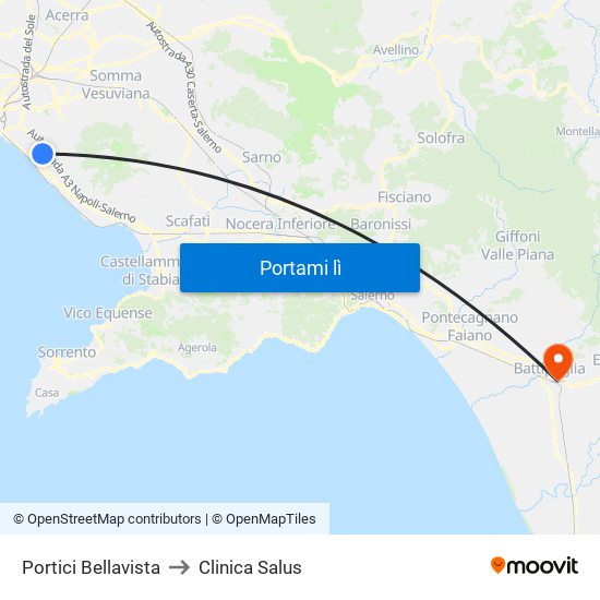 Portici Bellavista to Clinica Salus map