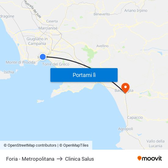 Foria - Metropolitana to Clinica Salus map