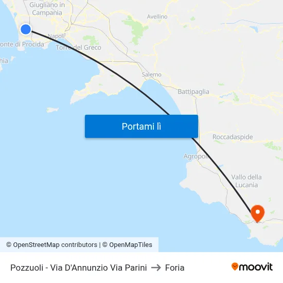 Pozzuoli  - Via D'Annunzio Via Parini to Foria map
