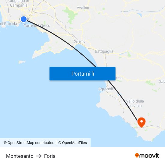 Montesanto to Foria map